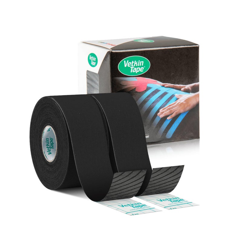 VetkinTape Veterinary Kinesiology Tape Tape for Horses Dogs Equine Canine Kinesiotape Latex Free and Quality Mark Certified Ktape 12 inch Pack of 2 Rolls Black - Image 3