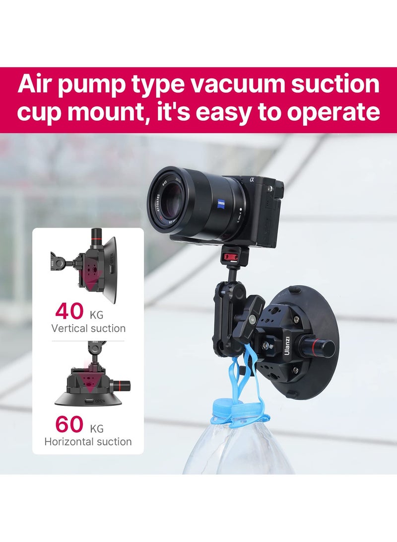 Ulanzi Camera Suction Cup Mount for Action Camera - ULANZI SC-02 4.5in Pump-actived Vacuum Suction Mount w Quick Release NOTA Magic Arm Car Boats Windshield & Window Mount for Nikon Canon Sony DSLR - Image 3