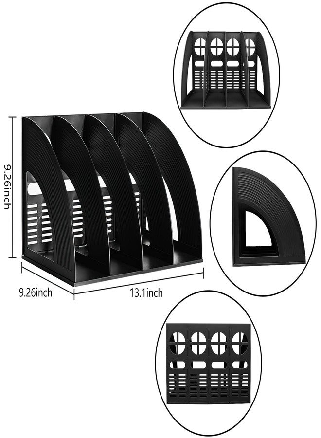 ساييك منظم ملفات SAYEEC، 4 أقسام، منظم مكتبي قائم، إطار أسود، رف ملفات، بلاستيك سميك، ورق، دفتر ملاحظات، مجلة، مكتبة، مورد للمكاتب والمدارس والطلاب - Image 2