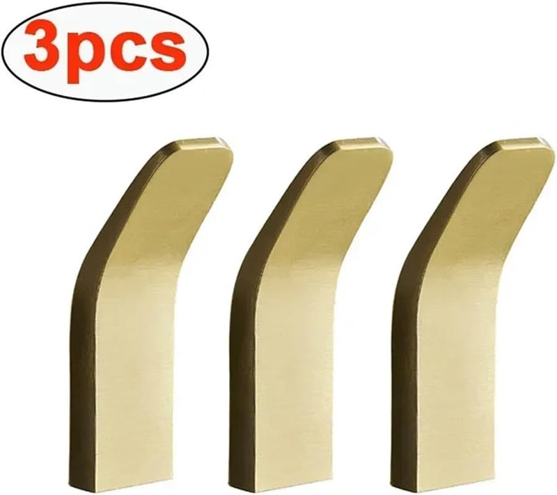 Gold No Drill Towel Hooks 3pcs for Bathroom Door Kitchen Robe Coat Bag Hanger - Image 4