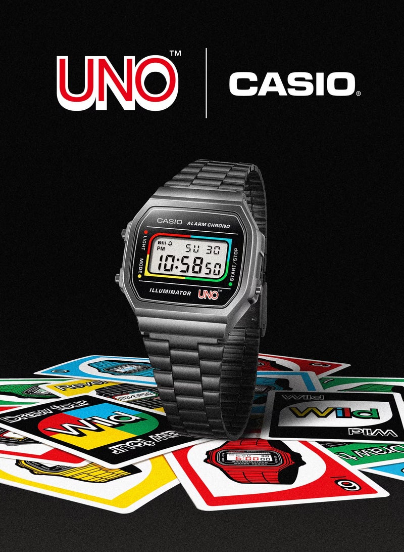 CASIO UNO™ collaboration model Vintage Stainless Steel Watch A168WEUC-1A - Image 2