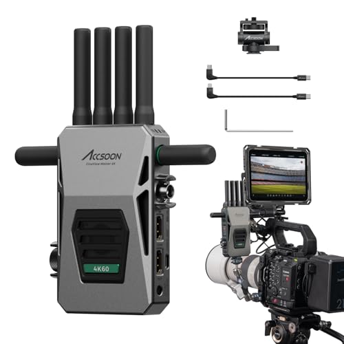Accsoon CineView Master 4K Wireless Video Transmitter, 4K60/1080p60 2.4+5+6GHz Tri-Band 8202 ft Range 25ms Latency SDI&HDMI Video Transmission System, 1 Wired iOS+ 4 Wireless iOS/Android Monitoring - Image 1