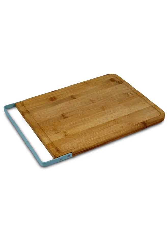 أولالا لوح قطع خيزران طبيعي مع خندق ومقابض معدنية - Image 1