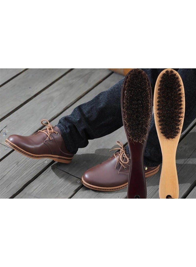 Clothes Brush Lint Remover with Genuine Soft Horsehair and Brown Wooden Handle for Coat Men Suits Shoes Jacket Furniture Car Mat and Pet Hair (1-Pack) - Image 2