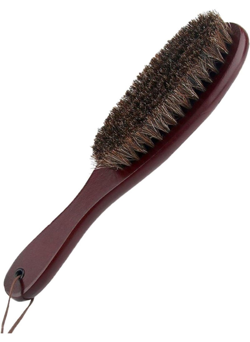 Clothes Brush Lint Remover with Genuine Soft Horsehair and Brown Wooden Handle for Coat Men Suits Shoes Jacket Furniture Car Mat and Pet Hair (1-Pack) - Image 1