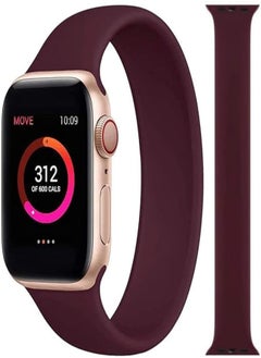 Soft Silicone Solo Loop Band Compatible with Apple Watch (Oxblood 42/44mm, Medium) - Wine red