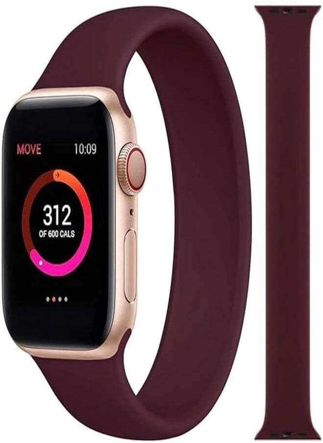 Generic - Soft Silicone Solo Loop Band Compatible with Apple Watch (Oxblood 42/44mm, Medium) - Wine red - Image 1