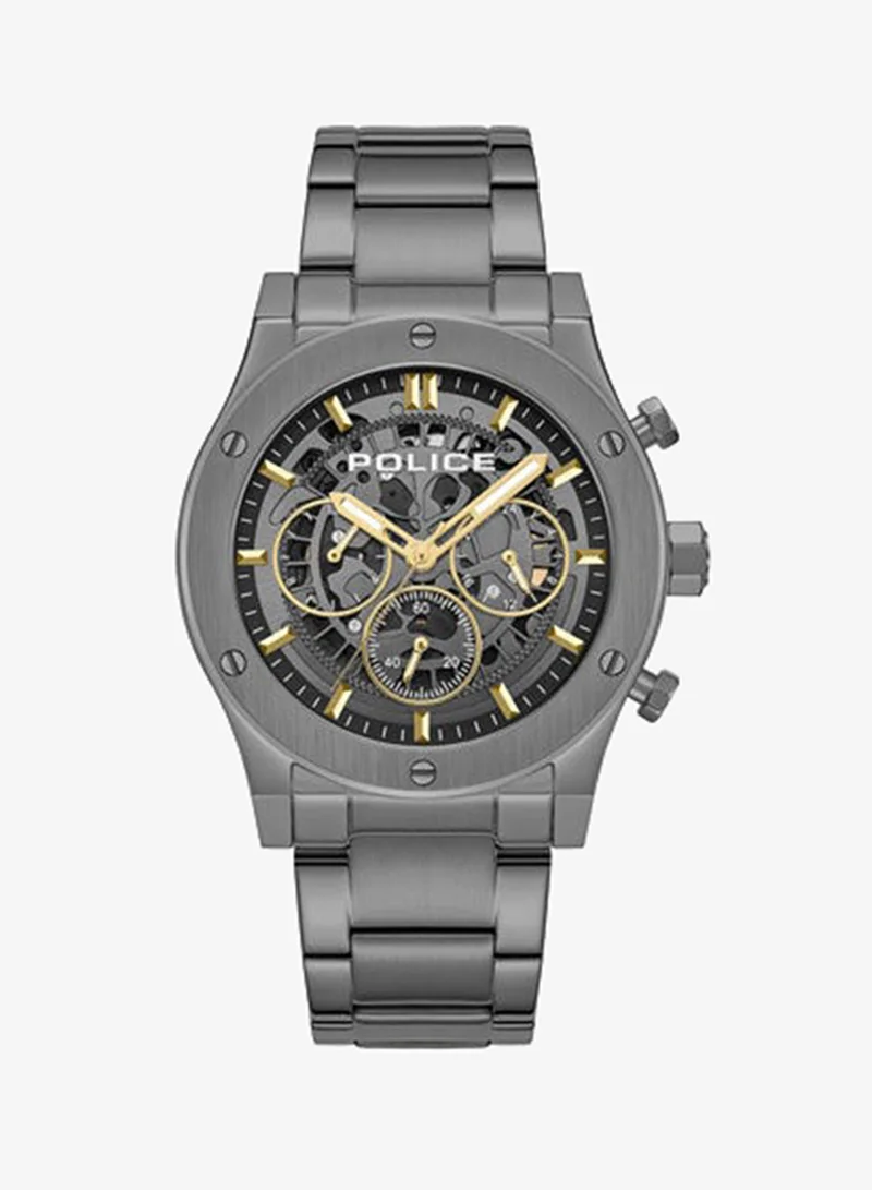 POLICE Knotty Gunmetal Dial Gunmetal Stainless Steel Bracelet Multifunction Watch for Men - 42mm