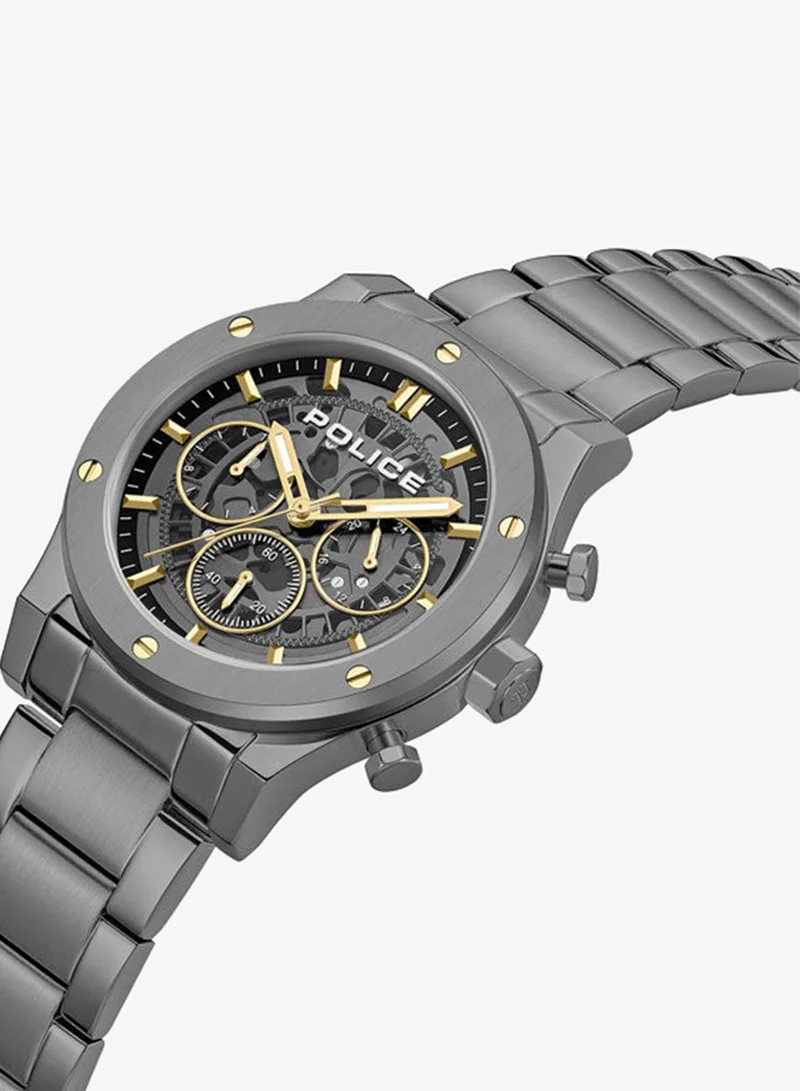 POLICE Knotty Gunmetal Dial Gunmetal Stainless Steel Bracelet Multifunction Watch for Men - 42mm