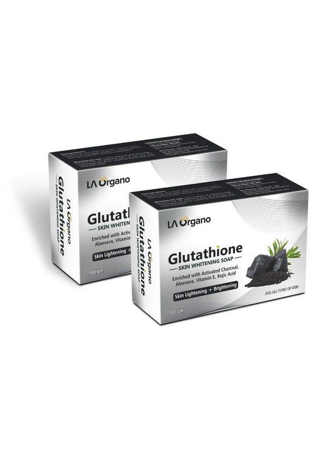 LA Organo - Glutathione Activated Charcoal Skin Whitening Soap For All Skin Type (100Gm) Pack Of 2 - Image 1