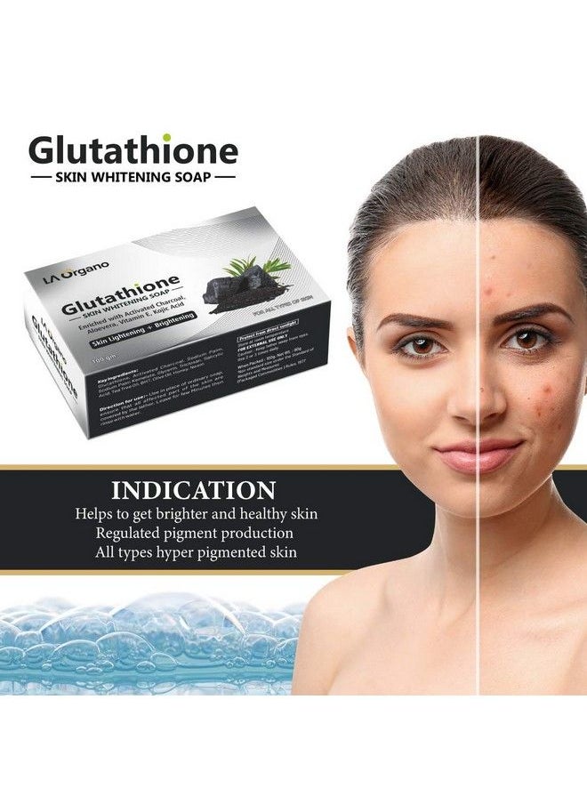 LA Organo - Glutathione Activated Charcoal Skin Whitening Soap For All Skin Type (100Gm) Pack Of 2 - Image 1