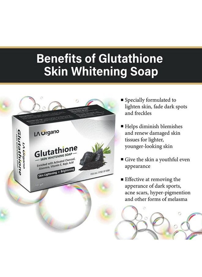 LA Organo - Glutathione Activated Charcoal Skin Whitening Soap For All Skin Type (100Gm) Pack Of 2 - Image 1