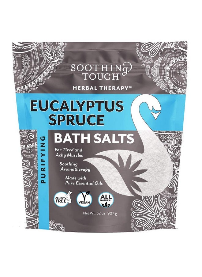 سوذينج تاتش - أملاح الاستحمام Soothing Touch W67369ES32 برائحة الأوكالبتوس والتنوب، 32 أونصة - Image 1