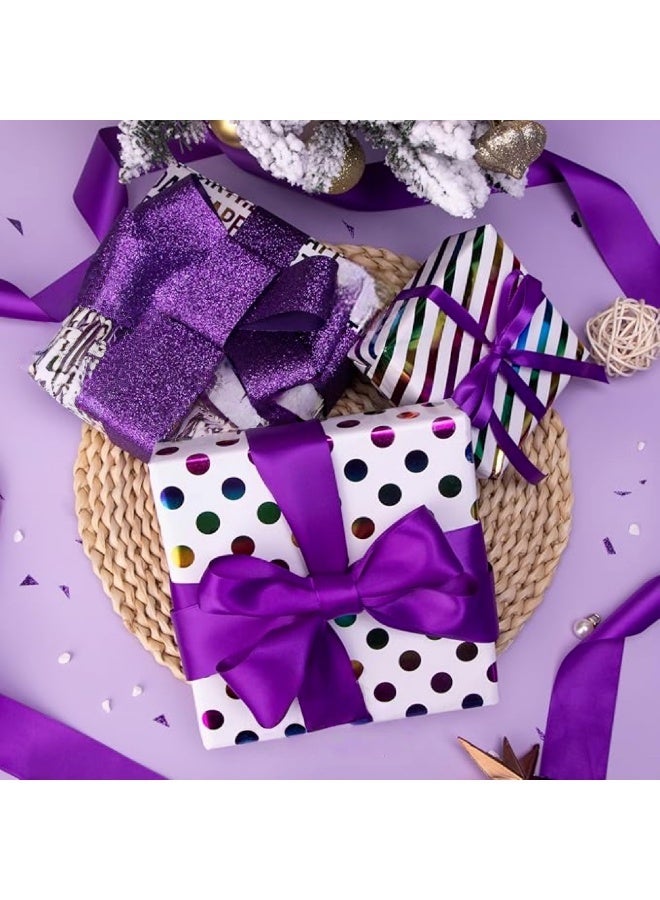 CUNUUDOOL 3 PCS Birthday Gift Wrap Paper Iridescent Gift Wrapping Paper Mini Roll, 3 Rolls Happy Birthday Polka Dots Stripes Printed Assortment,43×300cm,Per Roll. - Image 3