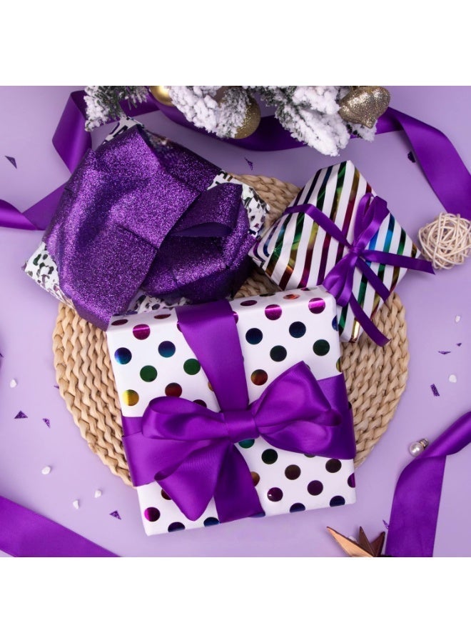 CUNUUDOOL 3 PCS Birthday Gift Wrap Paper Iridescent Gift Wrapping Paper Mini Roll, 3 Rolls Happy Birthday Polka Dots Stripes Printed Assortment,43×300cm,Per Roll. - Image 5