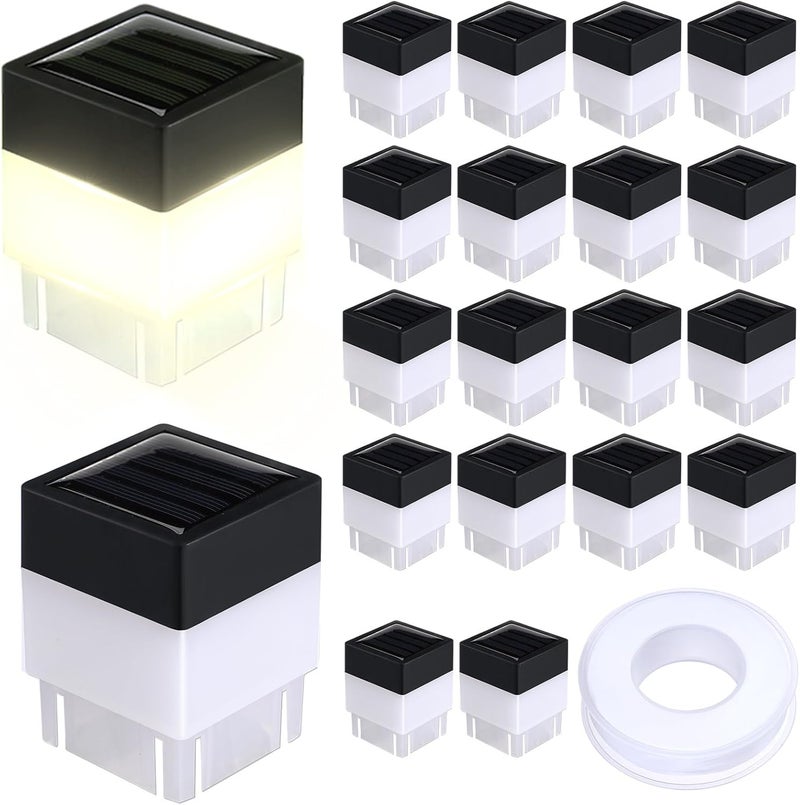 Tujoe 20 Pack Solar Fence Post Cap Lights 2 x 2 Inches Solar Fence Post Caps Lights for Garden, Street, Gazebos, Street Wall (Warm Yellow) - Image 1