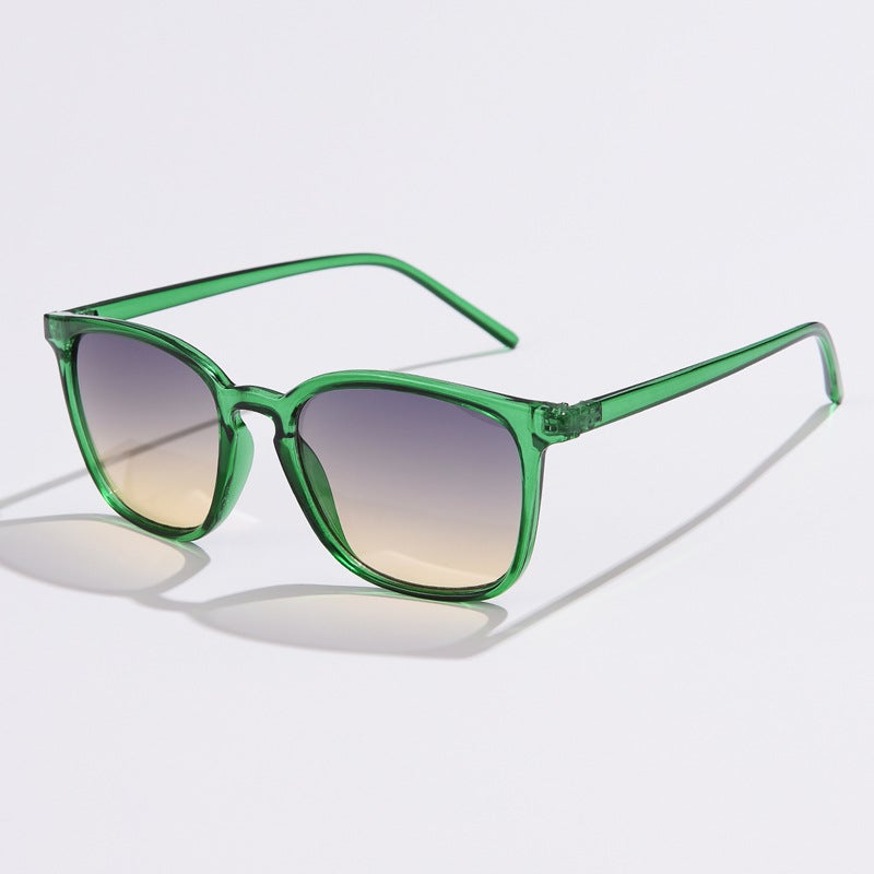 Generic Retro Square Sunglasses Unisex S21207 C07 Green/Grey Tea 