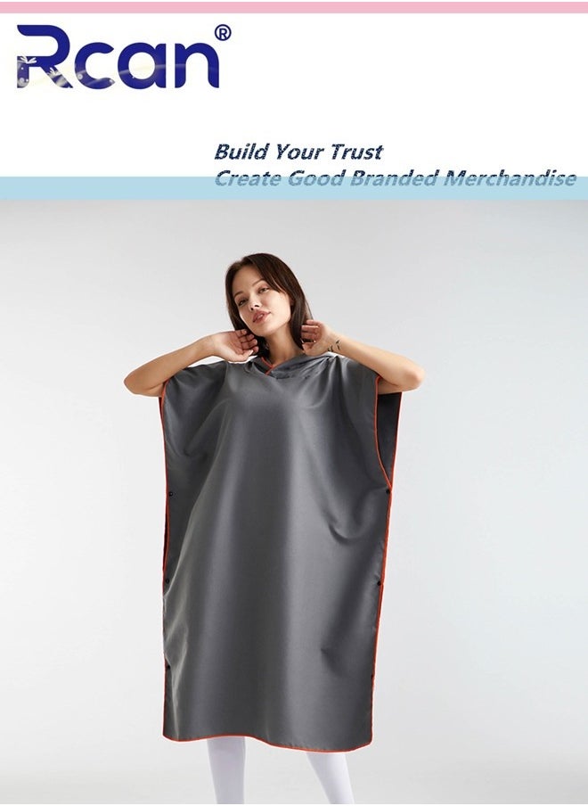 Rcan Microfiber Beach Blanket Bath Swim Towel Wetsuit Poncho with Hood Grey  - Image 1