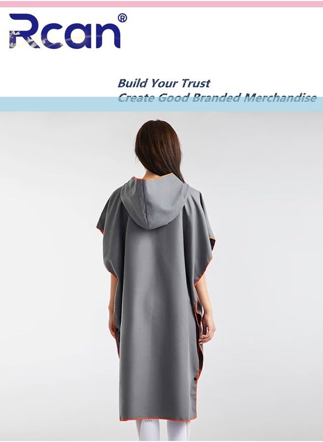 Rcan Microfiber Beach Blanket Bath Swim Towel Wetsuit Poncho with Hood Grey  - Image 2