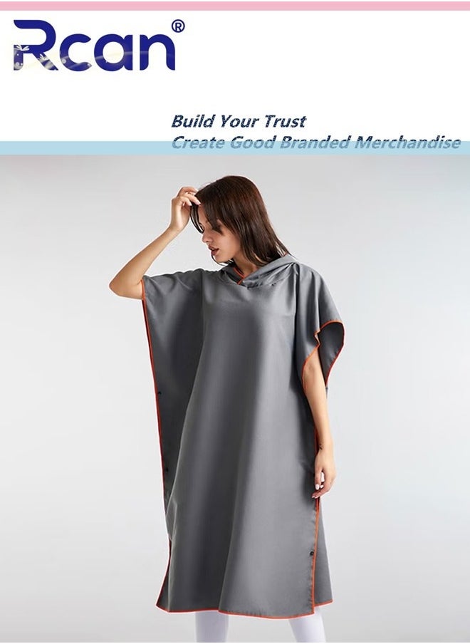 Rcan Microfiber Beach Blanket Bath Swim Towel Wetsuit Poncho with Hood Grey  - Image 4