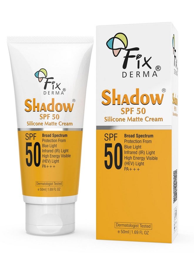 FIXDERMA Shadow Sunscreen Spf 50 Silicone Matte Cream Pa+++ Sunscreen For Oily Skinacne Prone Matte Finished Sun Screen Protector Spf 50 Sunscreen For Women & Men50Ml  - Image 1