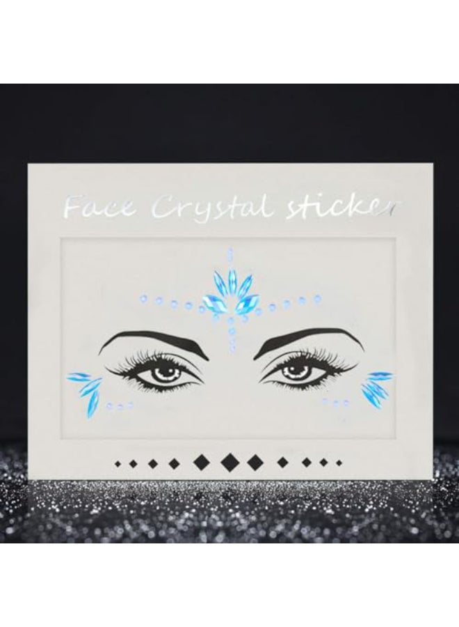 WUIOS Mermaid Face Gems Stick Jewels Halloween Body Eye Face Jewels Gems Rave Festival Tattoo Glitter Self Adhesive Crystals Rhinestones Diamonds Tattoos Sticker Party Carnival Festival Decorations Blue - Image 3