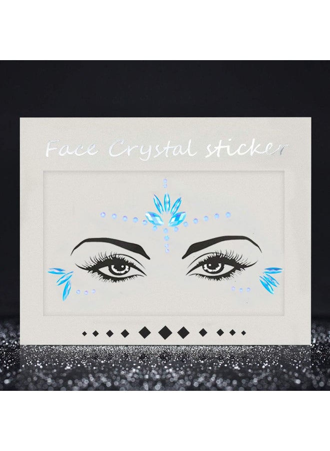 WUIOS Mermaid Face Gems Stick Jewels Halloween Body Eye Face Jewels Gems Rave Festival Tattoo Glitter Self Adhesive Crystals Rhinestones Diamonds Tattoos Sticker Party Carnival Festival Decorations Blue - Image 4