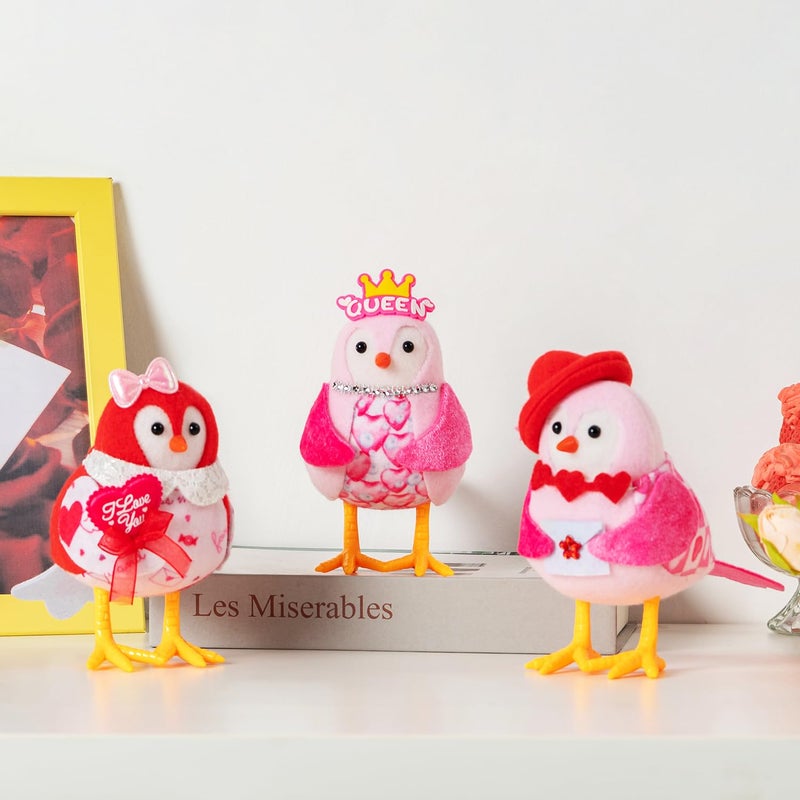 FENGJIDA 3 PCS Decorations Birds,Love Birds Decor Set of 3 Holding Love Sign Birds, Decorations for Home Table Tray Ornaments,Sweet Gifts for Women - Image 1
