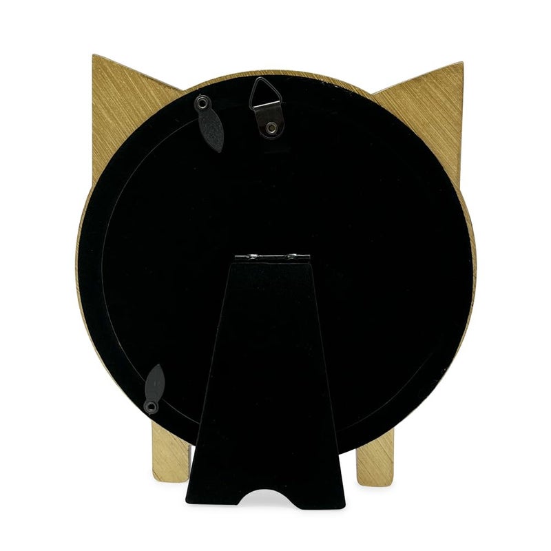 Isaac Jacobs 5x5 Round Resin Sentiment Cat Picture Frame with Ears  Photo Tabletop & Wall Display Hanging Display & Home D?cor (Gold) - Image 3