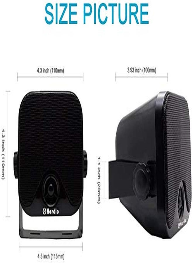 Herdio 4 Inches Heavy Duty Waterproof Boat Marine Box Outdoor Speakers Surface Mounted for Skid Steer ATV UTV RZR Golf Cart Tractor Powersports Boat Truck Jeep - Image 2