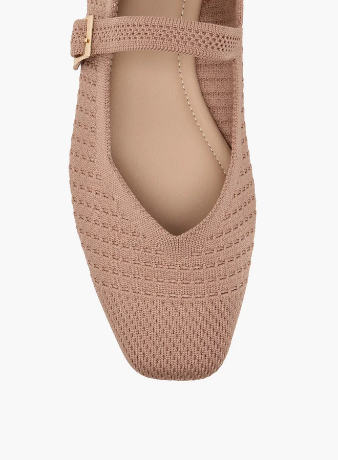Flora Bella By Shoexpress Women's Textured Mary Jane Shoes with Buckle Closure