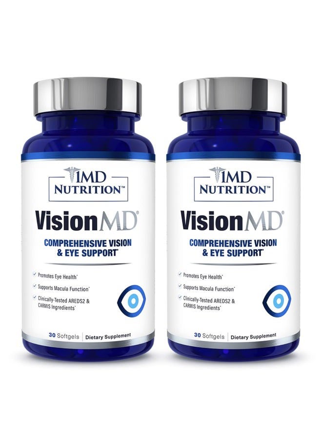 1MD Nutrition Eye Vitamin CARMIS by VisionMD - with Lutein & Zeaxanthin | Supports Eye Health, Daily Eye Strain & Occasional Dry Eye | 60 Softgels (Pack of 2) - Image 1