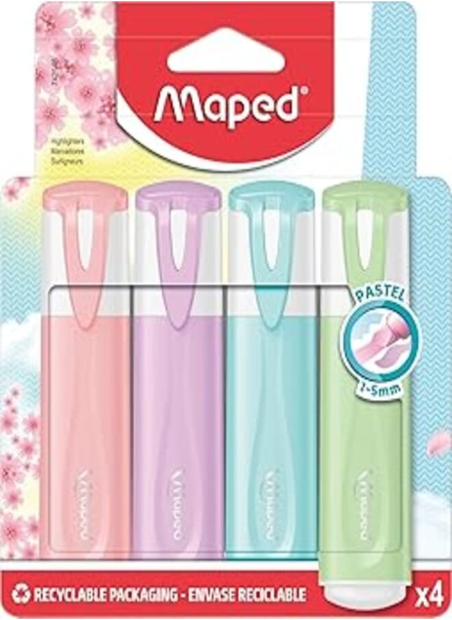 Maped Maped Pastel Highlighter Pens - Assorted Colours (Pack of 4) 