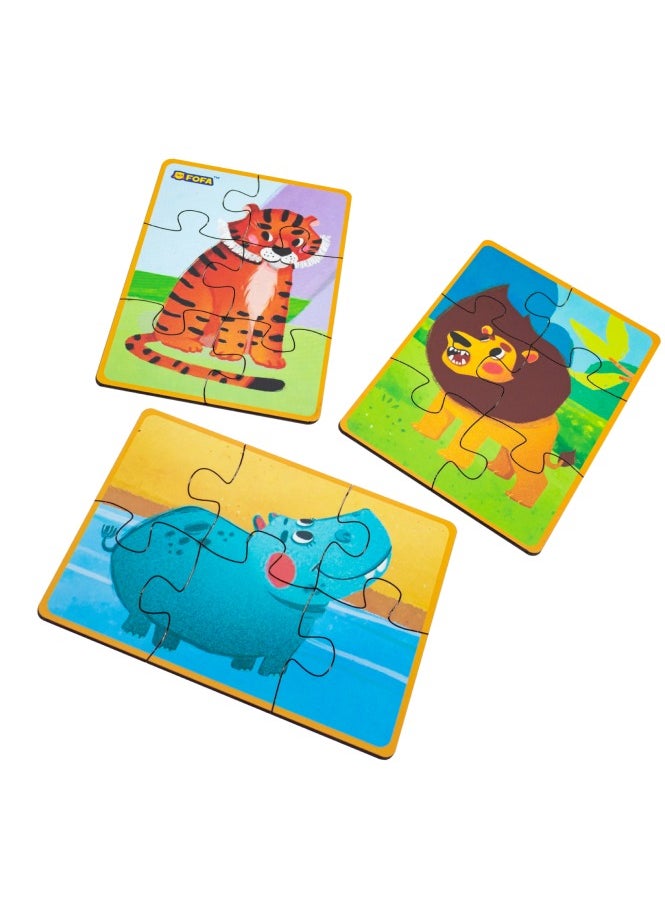 فوفا FOFA Puzzle - فرس النهر الصغير ، الأسد ، لعبة النمر للأطفال  - Image 1