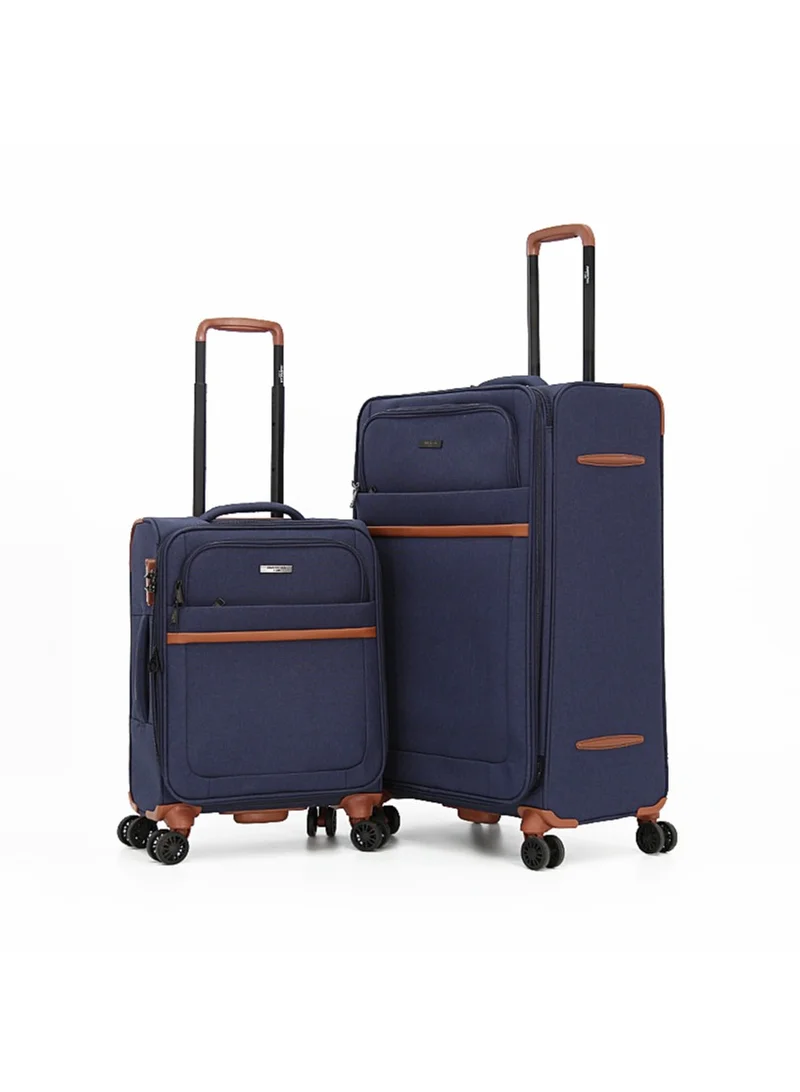 AMERICAN FLYER Softside Luggage Trolley Bag 2 Pieces Set,Navy (S-20",L-28")