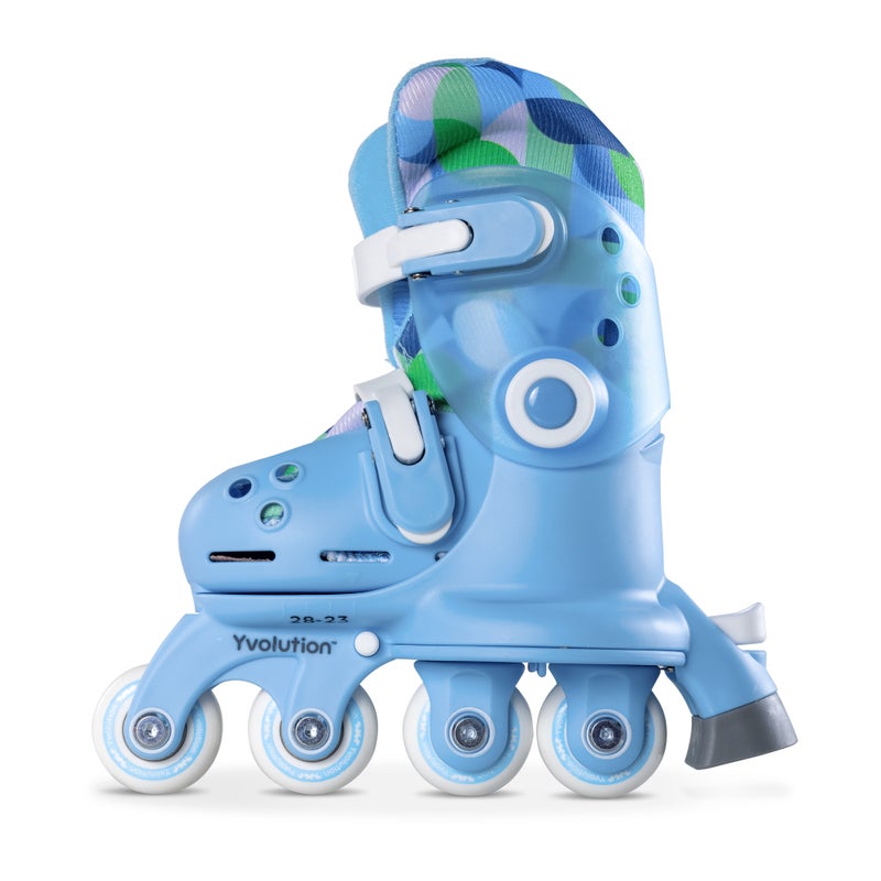 Yvolution Twista Skates Blue – 2-in-1 Learner to Inline Skates for Kids | Converts with Button, No Tools Needed, Adjustable Size 3–12J, Soft Curved Design (YC01B4) - Image 1