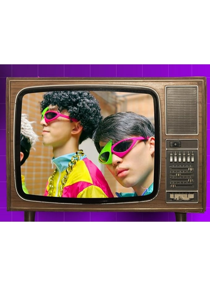 لارافيل النظارات الشمسية الحزب الابتكار 80s نظارات غير متناظرة نظارات نيون للرقص الهيب هوب حفلة هالوين - Image 4