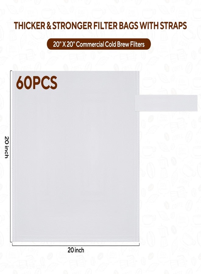 Hogurity 60PCS Commercial Cold Brew Coffee Bags with Drawstring, 20" X 20" Disposable Coffee Filters for 5 Gallon Buckets and Commercial Model Cold Brew Coffee Makers - Image 2