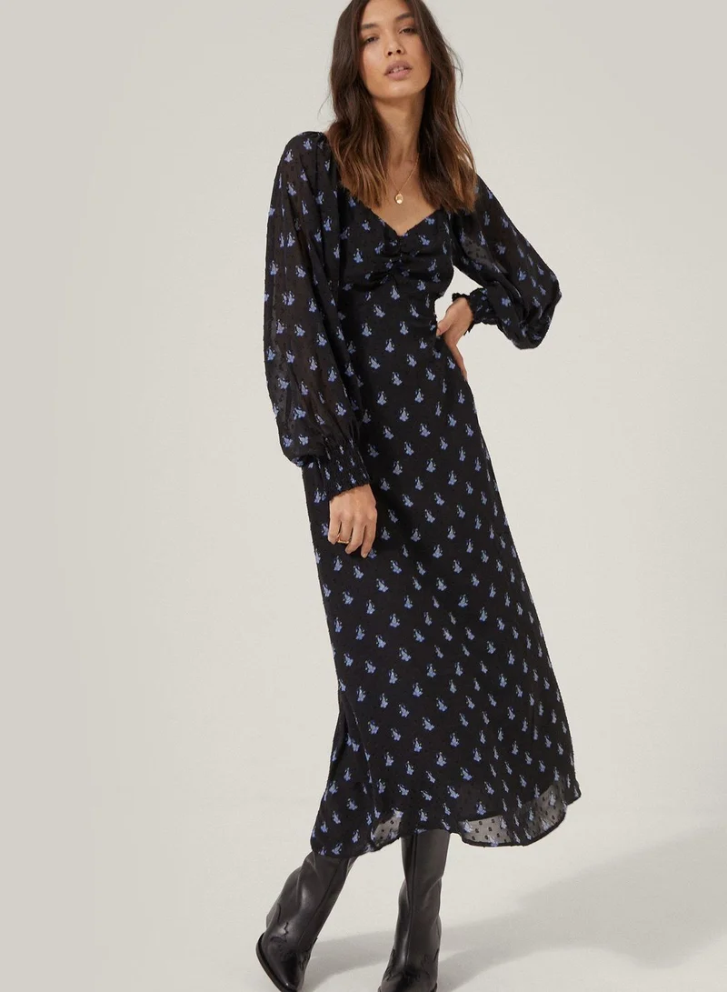 NASTY GAL Balloon Sleeve Floral Print Dress