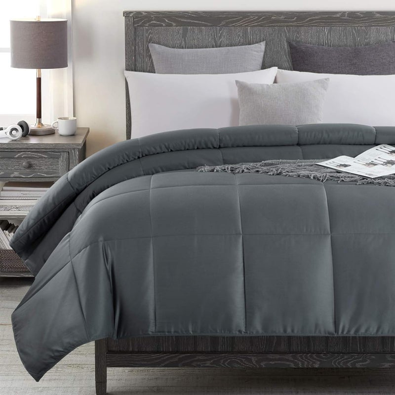 HOMBYS Lightweight Cooling Comforter Queen Size,100% Rayon Derived from Bamboo Shell Down Alternative Duvet Insert,Grey Soft Summer Comforter for Hot Sleepers,8 Corner Tabs - Image 4