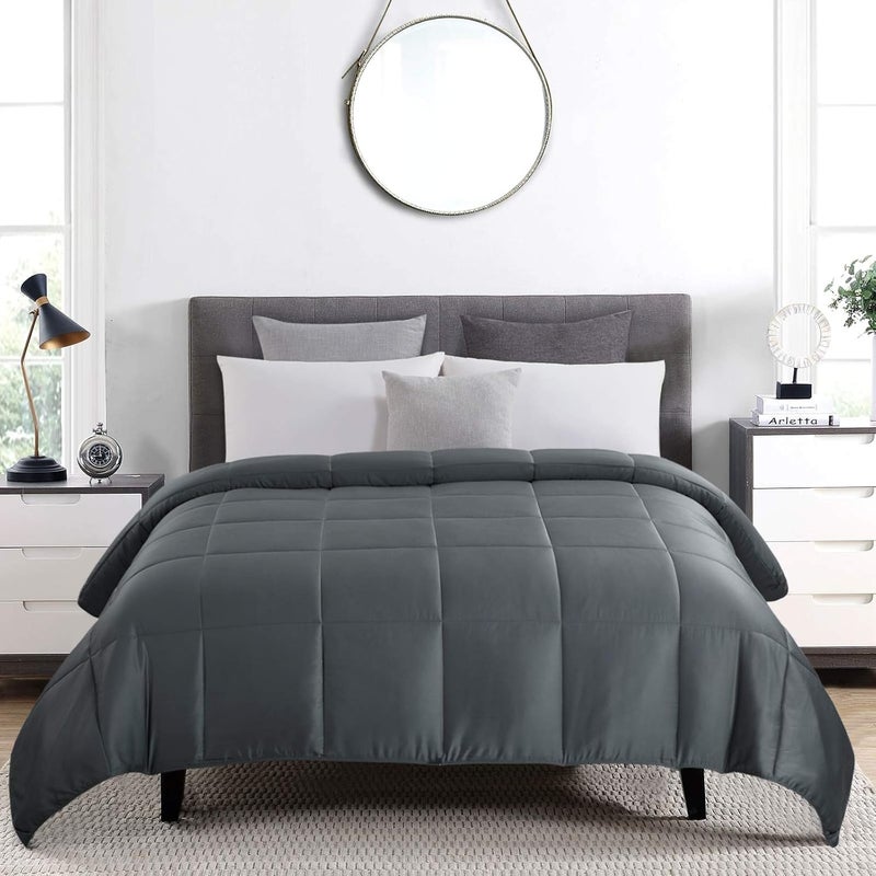 HOMBYS Lightweight Cooling Comforter Queen Size,100% Rayon Derived from Bamboo Shell Down Alternative Duvet Insert,Grey Soft Summer Comforter for Hot Sleepers,8 Corner Tabs - Image 2