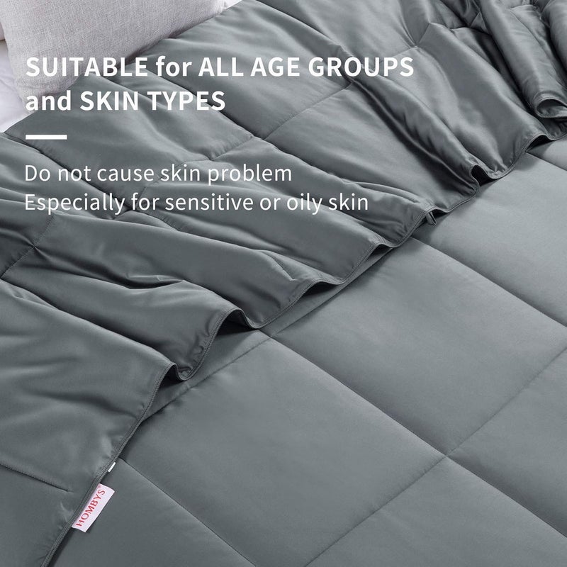 HOMBYS Lightweight Cooling Comforter Queen Size,100% Rayon Derived from Bamboo Shell Down Alternative Duvet Insert,Grey Soft Summer Comforter for Hot Sleepers,8 Corner Tabs - Image 5