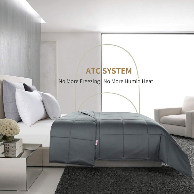 HOMBYS Lightweight Cooling Comforter Queen Size,100% Rayon Derived from Bamboo Shell Down Alternative Duvet Insert,Grey Soft Summer Comforter for Hot Sleepers,8 Corner Tabs - Image 3