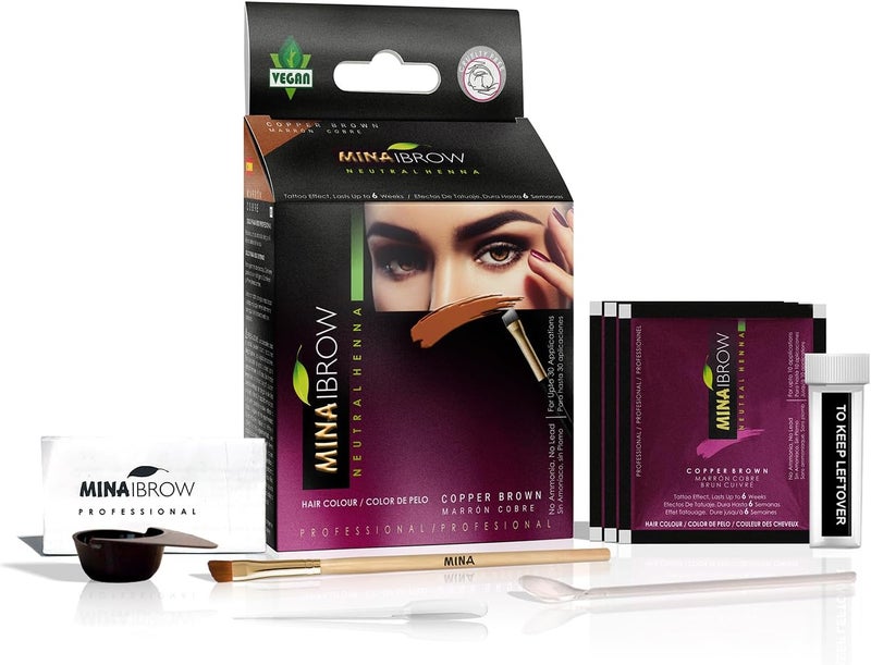 MinaiBrow Mina ibrow Hair Color Copper Brown|Natural Spot coloring Hair Tinting Powder, Water and Smudge Proof |No Ammonia, No Lead with 100% Gray Converge|Vegan and Cruelty free - Image 1