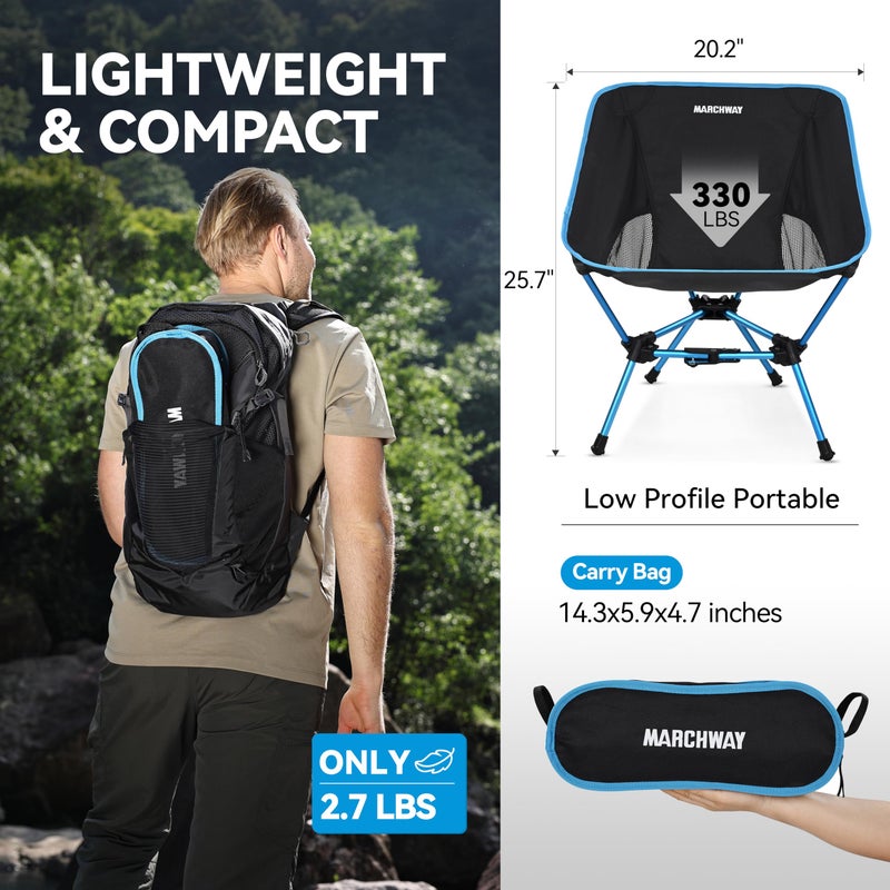 MARCHWAY Lightweight Folding Camping Chair with Spring Lock, Stable Compact Portable for Outdoor Camp, Travel, Beach, Picnic, Festival, Hiking, Backpacking (Lowback Blue) - Image 4