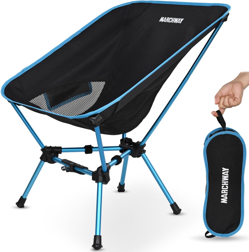 MARCHWAY Lightweight Folding Camping Chair with Spring Lock, Stable Compact Portable for Outdoor Camp, Travel, Beach, Picnic, Festival, Hiking, Backpacking (Lowback Blue) - Image 1
