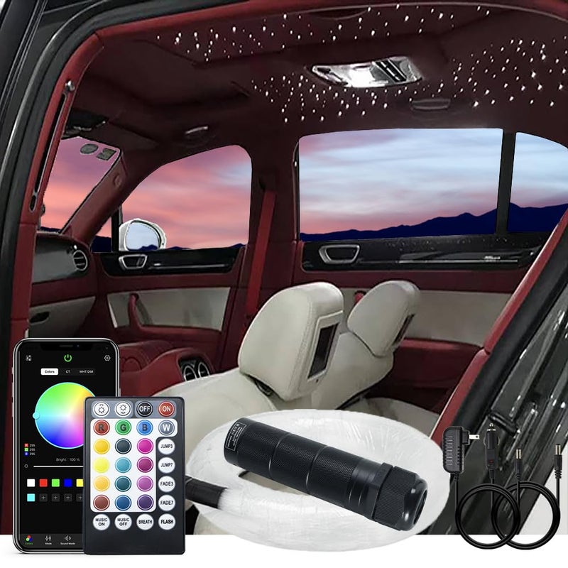 AKEPO Upgraded APP 6W Fiber Optic Lights Music Control Star Ceiling Light Kit for Home Car RGBW Sound Sensor Light Source with 28key RF Musical RemoteFiber Cable 200pcs 003in075mm 65ft2m
