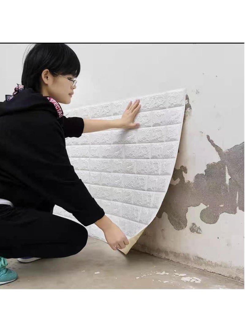 FFD 10pcs Wall Sticker Self Adhesive Wall Panels Waterproof PE Foam White Wallpaper For Living Room TV Wall and Home Decor - Image 3