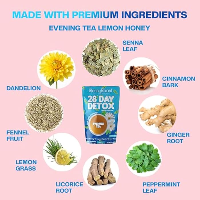 SkinnyBoost Skinny Boost Evening Detox Tea-14 Tea Bags Total, Supports Detox and Cleanse, Reduce Bloating, 100% All Natural, Vegan, Non GMO - Image 3