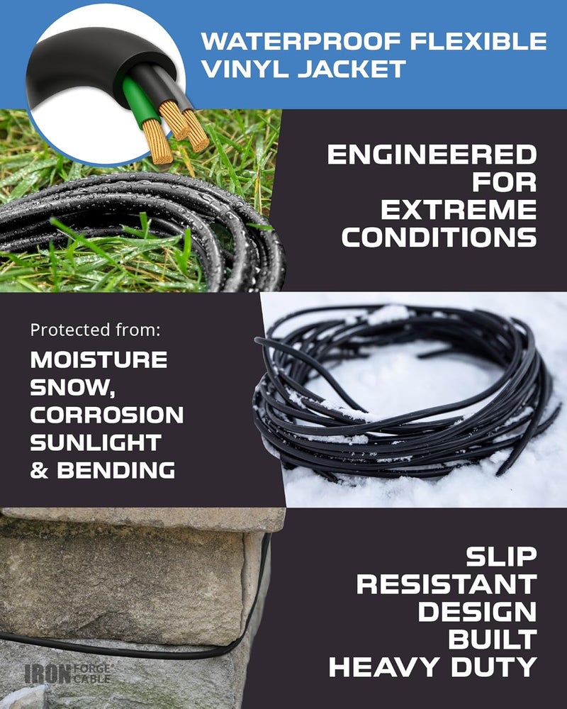 IRON FORGE CABLE 2 Pack 50 Ft Black Extension Cord, 16/3, 50 Foot Extension Cord, 3 Prong, Weatherproof - Great for Outside Use - Image 4